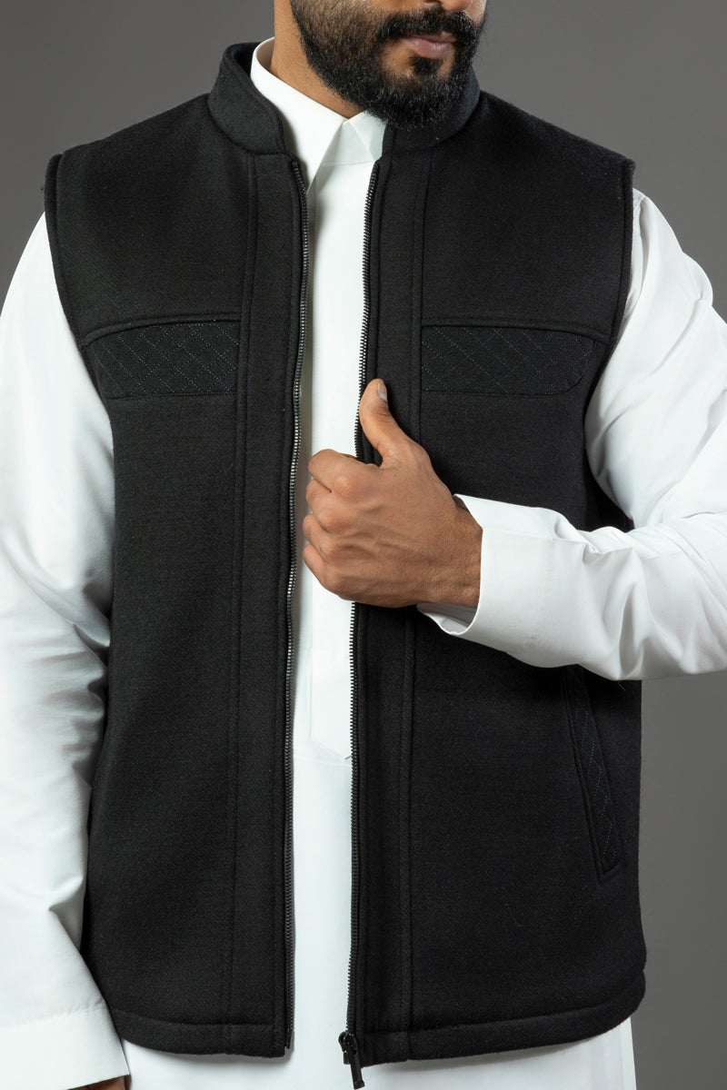 Winter Suede Wool Vest with Fur Lining