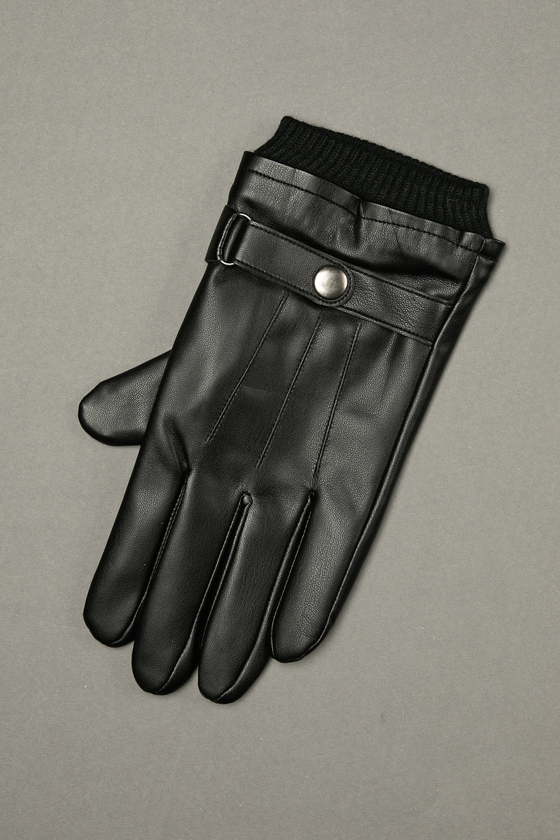 قفازات جلدية بسوار محبوك