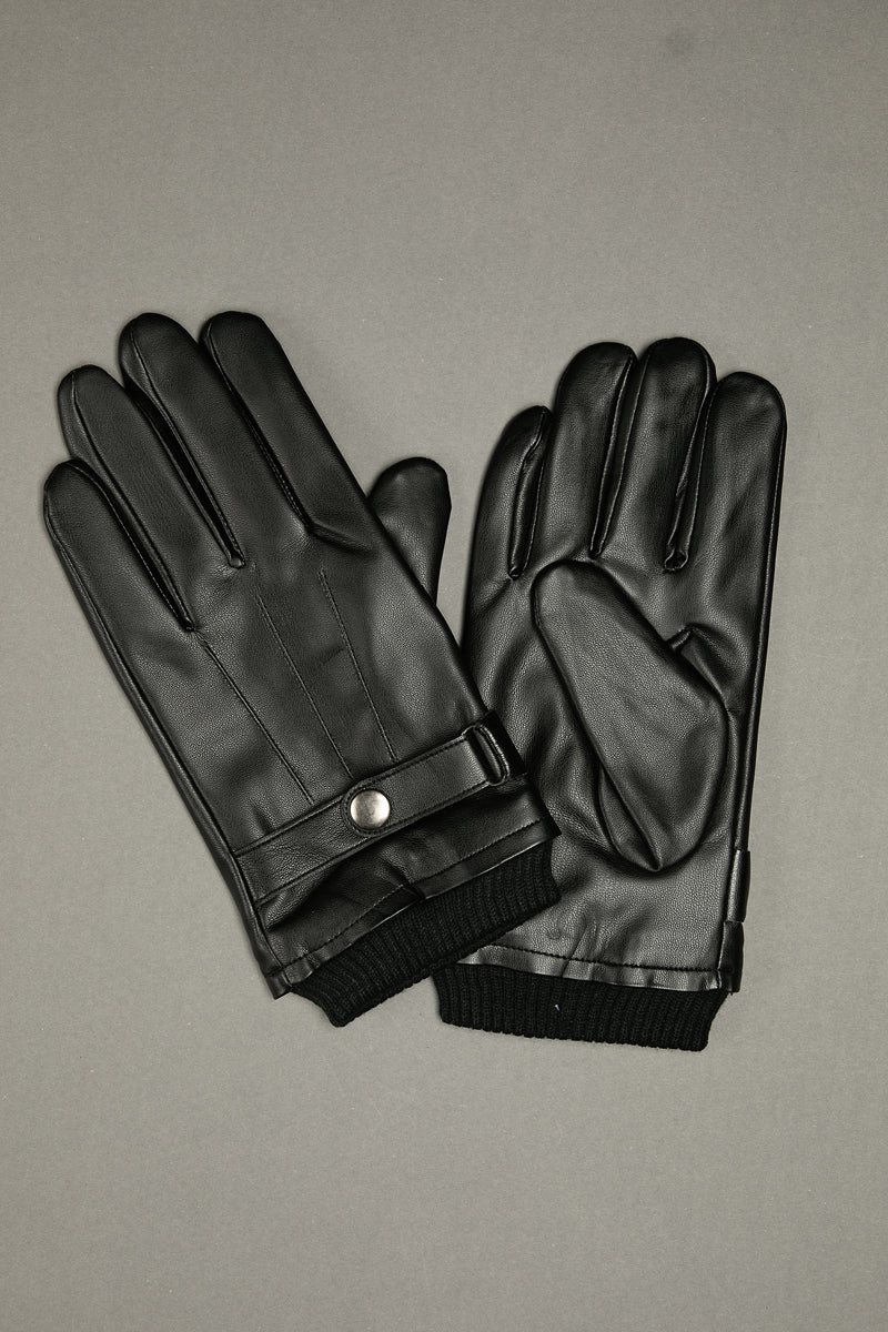 قفازات جلدية بسوار محبوك