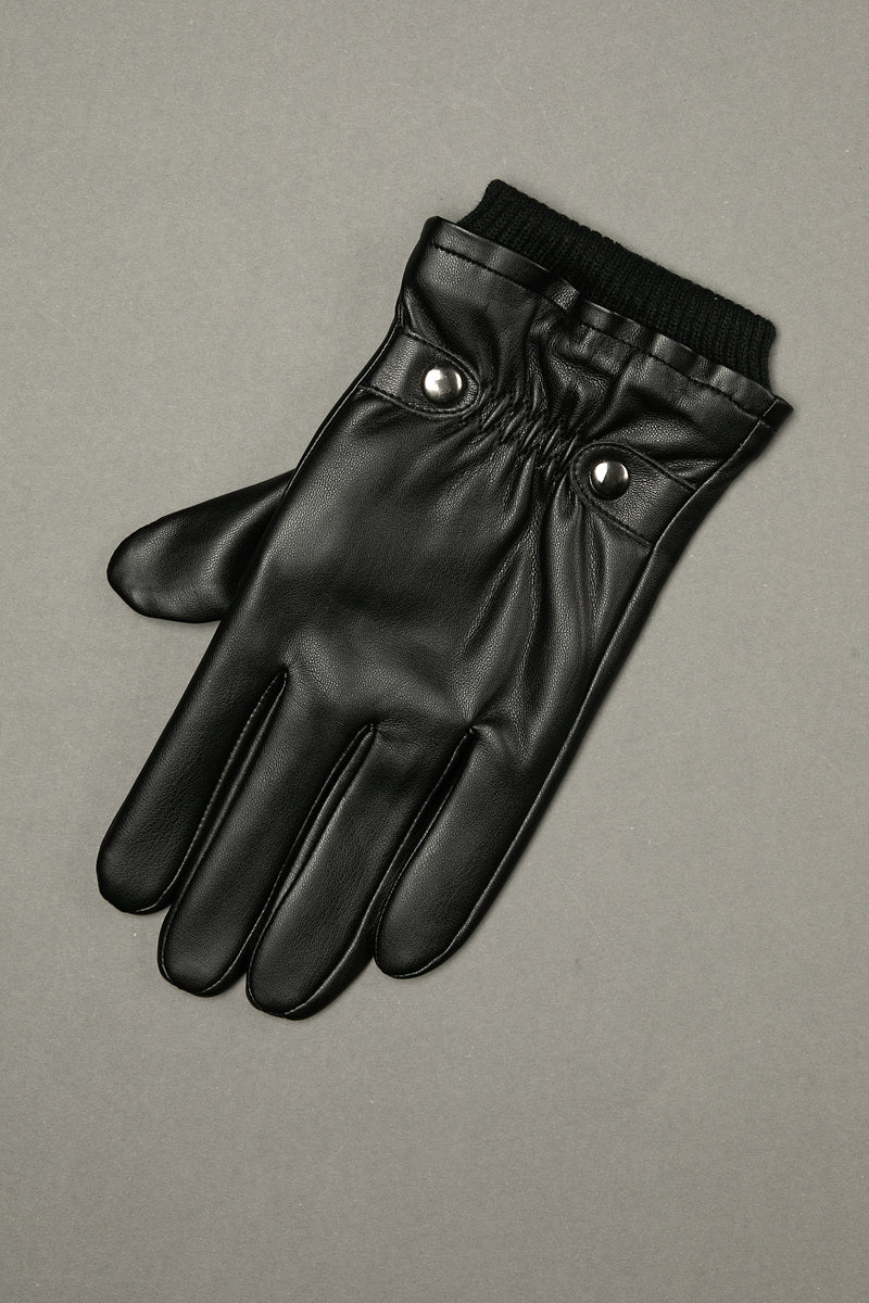 قفازات جلدية بطرف محبوك