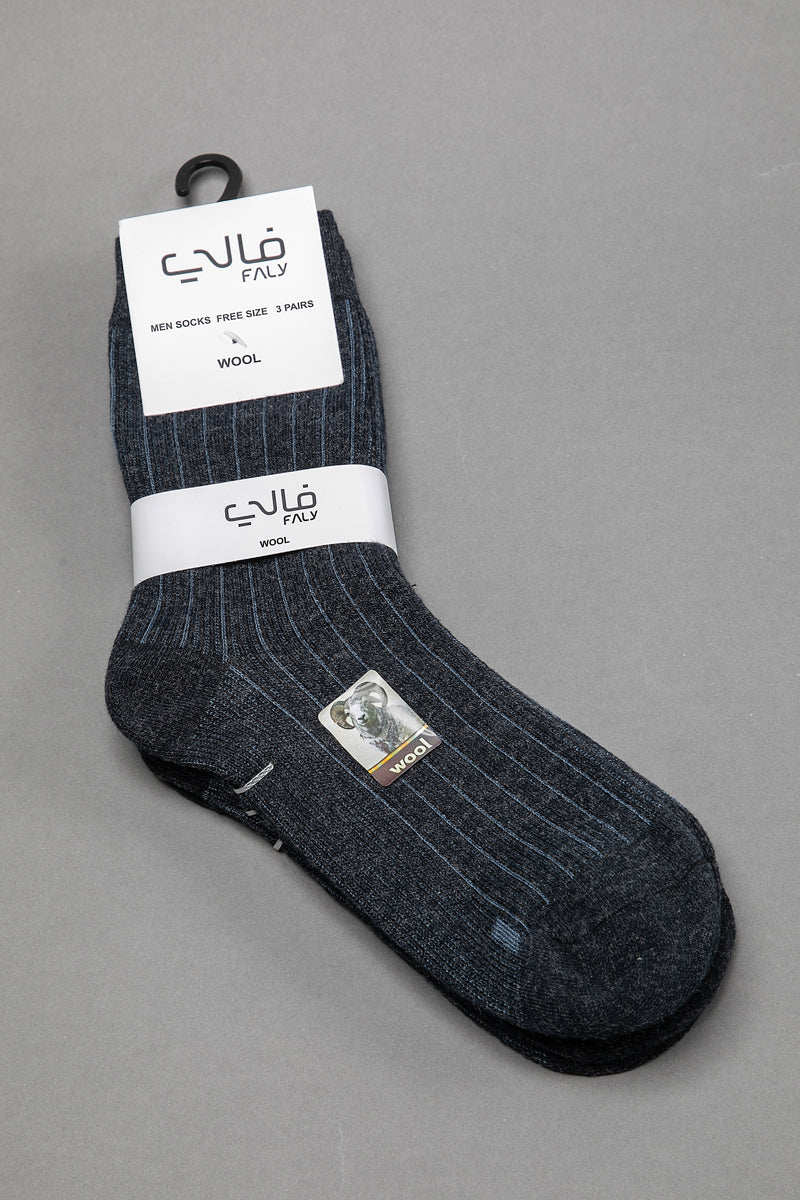جوارب صوف مضلّعة للرجال – 3 أزواج