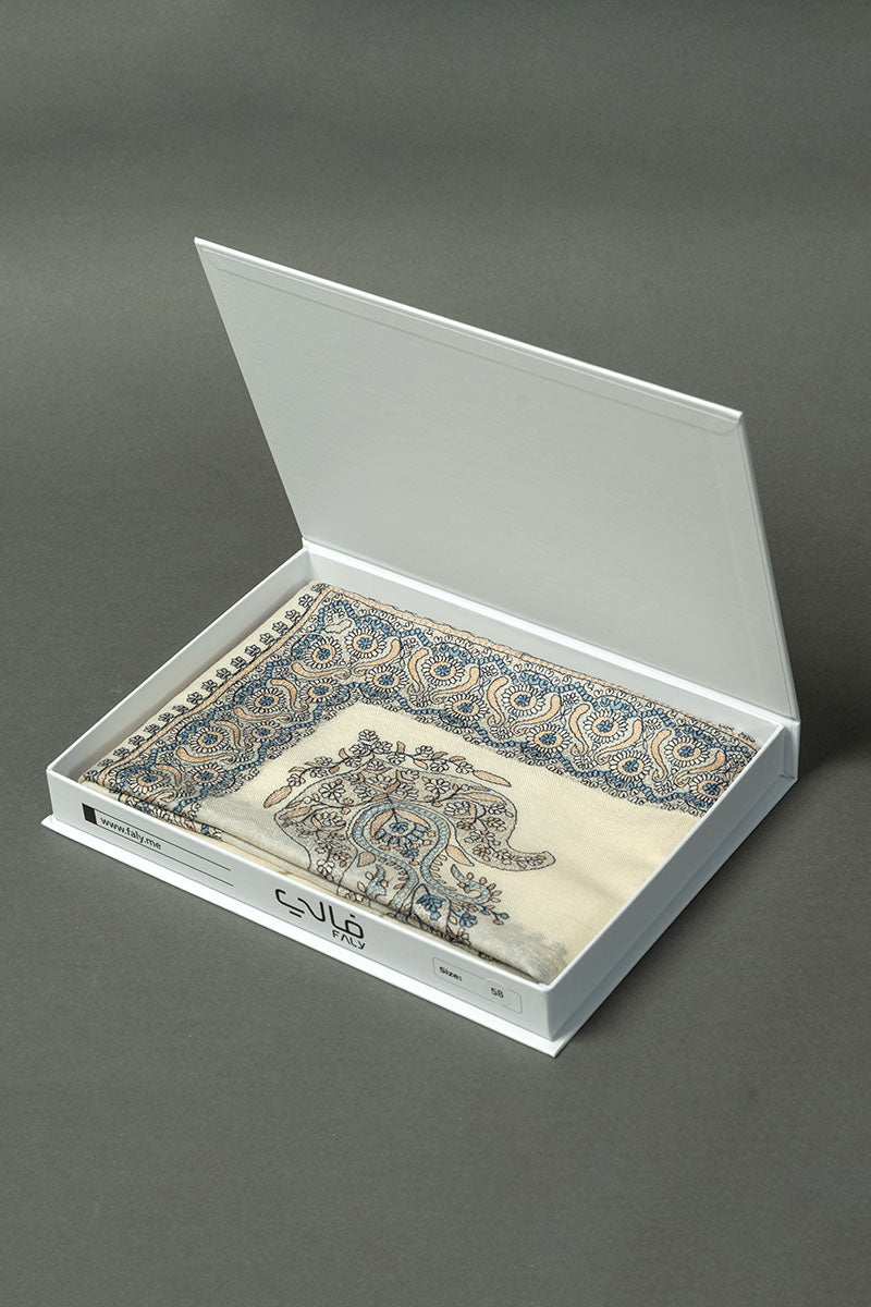 شال كشمير باشمينا رجالي مطرّز - نقشة عنبريّة كلاسيكية